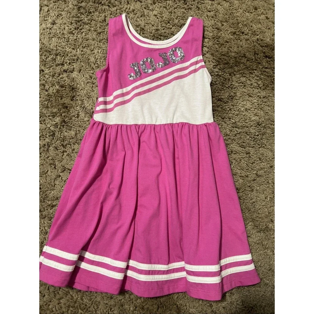 JoJo Siwa Cheerleader Dress Kids 4/5 XS‎ Pink Excellent Sequin Sleeveless Twirl